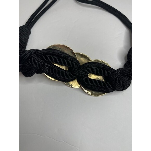 Vintage Black Braided Belt With Gold Medallions 80s 32" - Picture 7 of 7
